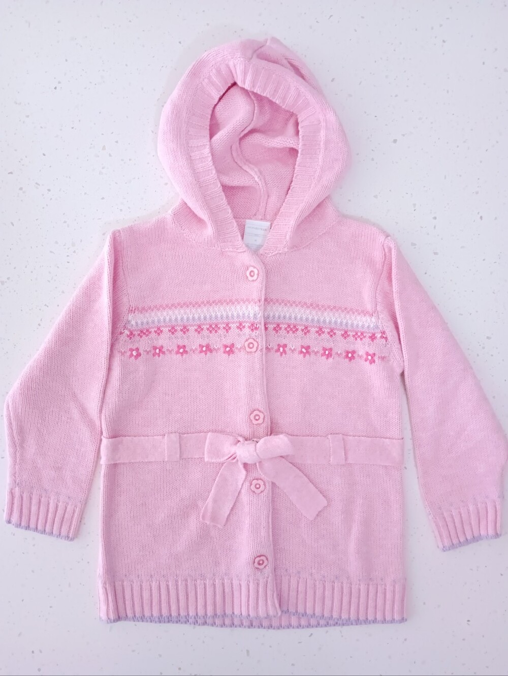 NWOT Vintage Girls' Soft Pink Knit Hooded Jacket Cardigan Size 3T
